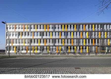 Stock Photo - Office building, former Phoenix-West Steelworks, Zukunftsstandort urban redevelopment site, Dortmund, Hoerde, Ruhr Area, North Rhine-Westphalia, Germany, Europe, PublicGround, Europe. Fotosearch