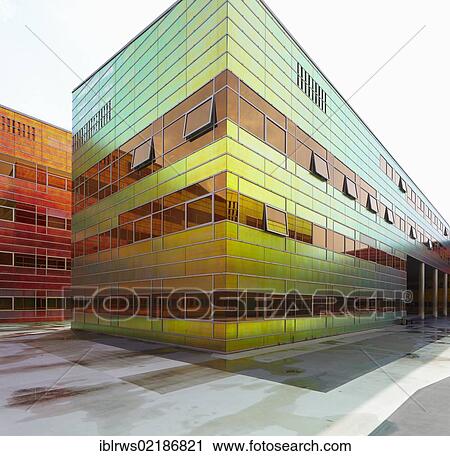 Stock Image - Office complex with an iridescent surface coating in Almere, Netherlands, Europe, for editorial use only. Fotosearch