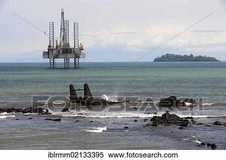 Stock Photography - Oil drilling platform, Limbe, Cameroon, Africa. Fotosearch
