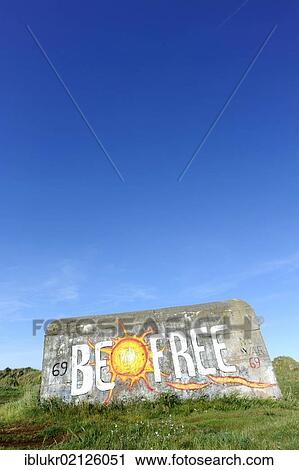 Old bunker in the dunes, with the graffiti "Be Free", Fano island, Denmark, Scandinavia, Europe View Large Photo Image Stock Image - Old bunker in the dunes, with the graffiti "Be Free", Fano island, Denmark, Scandinavia, Europe. Fotosearch