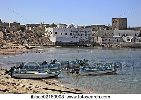 Old fishing port of Mirbat in the south of Oman, Arabian Peninsula, Middle East, Asia View Large Photo Image Stock Photo - Old fishing port of Mirbat in the south of Oman, Arabian Peninsula, Middle East, Asia. Fotosearch