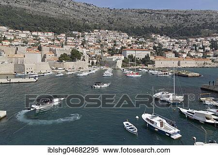 Old harbour, Old town, Dubrovnik, Croatia, Europe View Large Photo Image Stock Photography - Old harbour, Old town, Dubrovnik, Croatia, Europe. Fotosearch