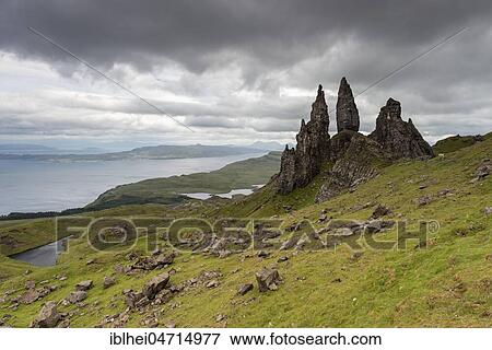 Old Man of Storr with cloudy sky, Isle of Skye, Scotland, Great Britain View Large Photo Image Stock Photo - Old Man of Storr with cloudy sky, Isle of Skye, Scotland, Great Britain. Fotosearch