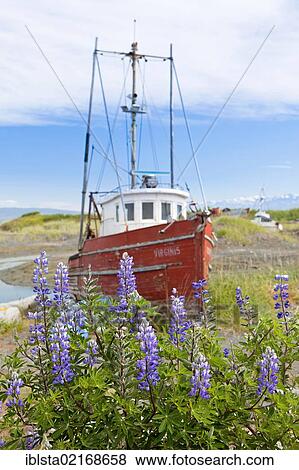 Stock Photo - Old ship in a scrap yard, Homer, Alaska, USA, PublicGround, North America. Fotosearch