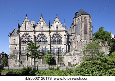 Stock Photo - Old University, University Church, Marburg, Hesse, Germany, Europe, PublicGround, Europe. Fotosearch