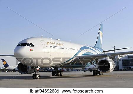Oman Airways Airbus, A330-200, Munich Airport, Upper Bavaria, Bavaria, Germany, Europe View Large Photo Image Stock Photography - Oman Airways Airbus, A330-200, Munich Airport, Upper Bavaria, Bavaria, Germany, Europe. Fotosearch
