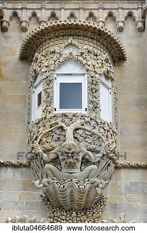 Stock Photo - Oriel, Triton porticus, Palácio Nacional da Pena City Palace, Sintra, Portugal, Europe. Fotosearch