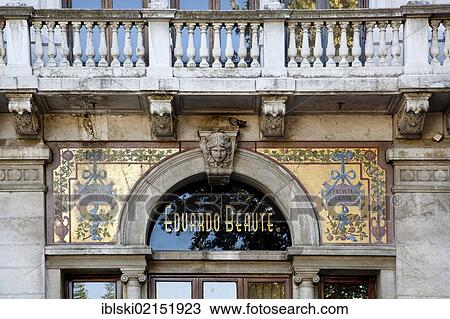 Ornate façade on an Art Nouveau building in the historic district of Rossio in Lisbon, Portugal, Europe View Large Photo Image Stock Image - Ornate façade on an Art Nouveau building in the historic district of Rossio in Lisbon, Portugal, Europe. Fotosearch