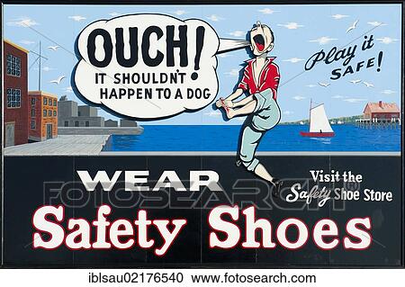 Ouch, comic warning sign to wear safety shoes, Boston National Historical Park, BNHP, Boston Harbor, Massachusetts, New England, USA, North America View Large Photo Image Stock Image - Ouch, comic warning sign to wear safety shoes, Boston National Historical Park, BNHP, Boston Harbor, Massachusetts, New England, USA, North America. Fotosearch