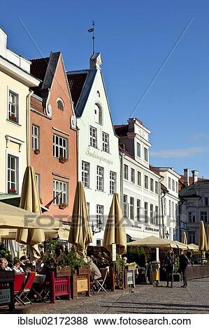 Outdoor cafés in town hall square, old town, UNESCO World Heritage Site, Tallinn, Estonia, Baltic States, Northern Europe, Europe View Large Photo Image Stock Photo - Outdoor cafés in town hall square, old town, UNESCO World Heritage Site, Tallinn, Estonia, Baltic States, Northern Europe, Europe. Fotosearch