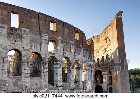 Outer walls of the Colosseum in evening light, Rome, Italy, Europe View Large Photo Image Picture - Outer walls of the Colosseum in evening light, Rome, Italy, Europe. Fotosearch