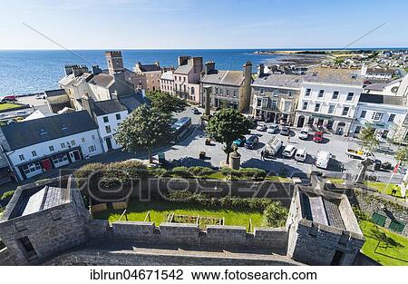 Stock Image - Overlook over Castletown, Isle of Man, United Kingdom, Europe. Fotosearch