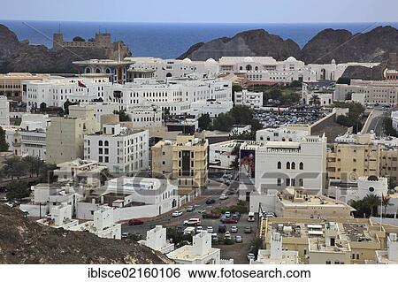 Overlooking the historic town centre of Muscat, Oman, Arabian Peninsula, Middle East, Asia View Large Photo Image Stock Photograph - Overlooking the historic town centre of Muscat, Oman, Arabian Peninsula, Middle East, Asia. Fotosearch