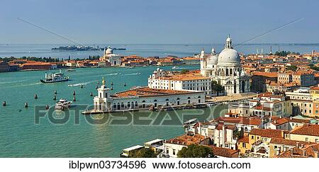 Overview, Punta della dogana and Santa Maria della Salute on the Giudecca Canal, in the back San Giorgio Maggiore Island, Venice, Italy, Europe View Large Photo Image Stock Photograph - Overview, Punta della dogana and Santa Maria della Salute on the Giudecca Canal, in the back San Giorgio Maggiore Island, Venice, Italy, Europe. Fotosearch