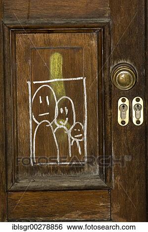 Painting on an old wooden door View Large Photo Image Stock Photograph - Painting on an old wooden door. Fotosearch