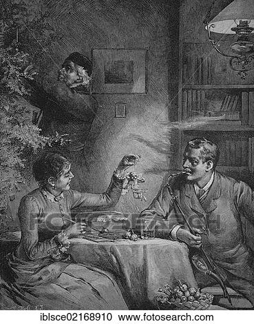 Pair preparing for Christmas Eve, historical engraving, 1883 View Large Photo Image Stock Image - Pair preparing for Christmas Eve, historical engraving, 1883. Fotosearch