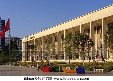 Palace of Culture with Opera House and National Library, Skanderbeg Square, Tirana, Albania, Europe View Large Photo Image Stock Image - Palace of Culture with Opera House and National Library, Skanderbeg Square, Tirana, Albania, Europe. Fotosearch