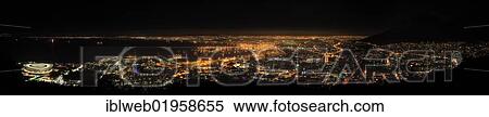 Panorama at night, Cape Town, South Africa, Africa View Large Photo Image Stock Photography - Panorama at night, Cape Town, South Africa, Africa. Fotosearch