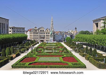 Panoramic view from the Mont des Arts to the equestrian statue of King Albert I, park at the Albert I Royal Library, Place de l'Albertine, Gothic tower of city hall at back, Brussels, Belgium, Europe, PublicGround, Europe View Large Photo Image Stock Image - Panoramic view from the Mont des Arts to the equestrian statue of King Albert I, park at the Albert I Royal Library, Place de l'Albertine, Gothic tower of city hall at back, Brussels, Belgium, Europe, PublicGround, Europe. Fotosearch