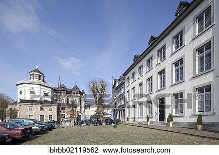 Stock Image - Parish Church of St. Cornelius, historic town centre of Kornelimuenster, Aachen, North Rhine-Westphalia, Germany, Europe, PublicGround, Europe. Fotosearch