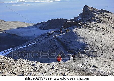 Path from Stella Point to the summit, Mount Kilimanjaro, Tanzania, Africa View Large Photo Image Stock Photo - Path from Stella Point to the summit, Mount Kilimanjaro, Tanzania, Africa. Fotosearch