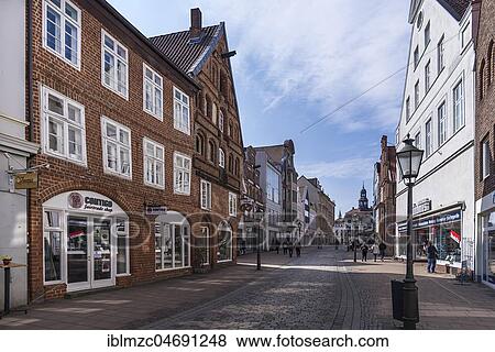 Pedestrian zone in the historic old town, in the back town hall, Lüneburg, Lower Saxony, Germany, Europe View Large Photo Image Stock Photo - Pedestrian zone in the historic old town, in the back town hall, Lüneburg, Lower Saxony, Germany, Europe. Fotosearch