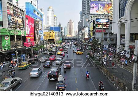 Stock Image - Phetburi Road, Bangkok, Thailand, Asia, PublicGround, Asia. Fotosearch