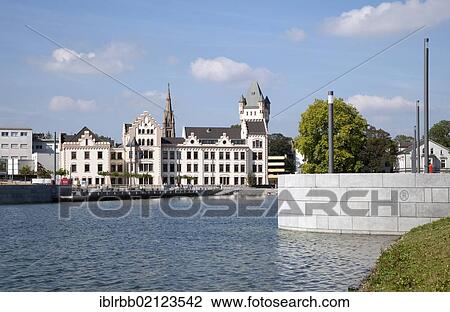 Stock Image - Phoenix Lake, former Huettenwerk Phoenix-Ost steelworks, Hoerder Burg Castle, urban redevelopment site, Zukunftsstandort Phoenix, Dortmund, Hoerde, Ruhr Area, North Rhine-Westphalia, Germany, Europe, PublicGround, Europe. Fotosearch