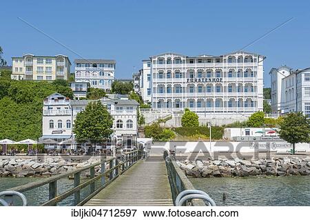 Pier with historical villas and Hotel Fürstenhof, Sassnitz, Rügen, Mecklenburg-Western Pomerania, Germany, Europe View Large Photo Image Stock Photo - Pier with historical villas and Hotel Fürstenhof, Sassnitz, Rügen, Mecklenburg-Western Pomerania, Germany, Europe. Fotosearch