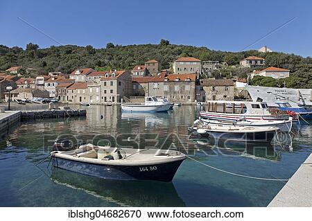 Port of the coastal town Sudurad, Sipan Island, Elaphite Islands, Dalmatia, Croatia, Europe View Large Photo Image Stock Image - Port of the coastal town Sudurad, Sipan Island, Elaphite Islands, Dalmatia, Croatia, Europe. Fotosearch
