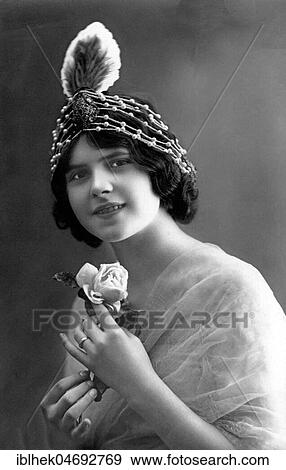 Stock Photo - Portrait, fashion, woman with hair ornaments, 1910s, Germany, Europe. Fotosearch