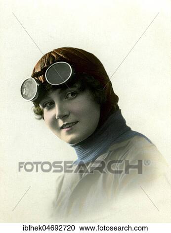 Portrait, female pilot with goggles, 1920s, Germany, Europe View Large Photo Image Stock Image - Portrait, female pilot with goggles, 1920s, Germany, Europe. Fotosearch