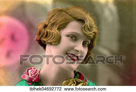 Portrait, smiling young woman, 1920s, Germany, Europe View Large Photo Image Stock Image - Portrait, smiling young woman, 1920s, Germany, Europe. Fotosearch