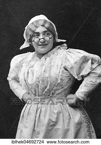 Picture - Portrait, woman with apron and glasses, 1920s, Germany, Europe. Fotosearch