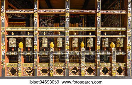 Prayer mills and mural painting in the monastery fortress, Trongsa Dzong, Trongsa, Himalayan region, Bhutan, Asia View Large Photo Image Stock Photo - Prayer mills and mural painting in the monastery fortress, Trongsa Dzong, Trongsa, Himalayan region, Bhutan, Asia. Fotosearch