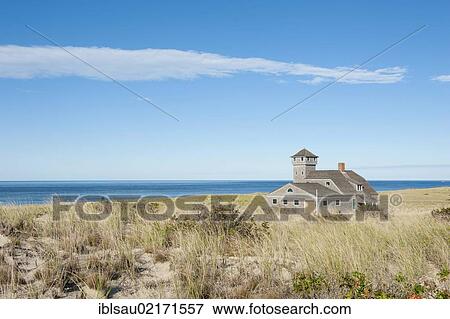 Stock Photo - Race Point Beach, Old Harbor Life-Saving Station Museum, dune on the Atlantic Ocean, nature reserve, Cape Cod National Seashore, Massachusetts, New England, USA, North America, America, North America. Fotosearch