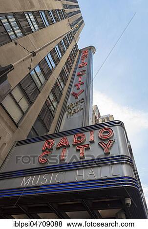 Stock Photo - Radio City Music Hall at Rockefeller Center in Midtown Manhattan, new York, USA, North America. Fotosearch