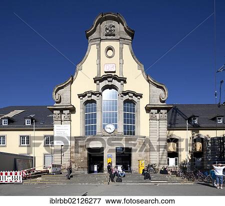 Stock Photo - Railway station building, Marburg, Hesse, Germany, Europe, PublicGround, Europe. Fotosearch