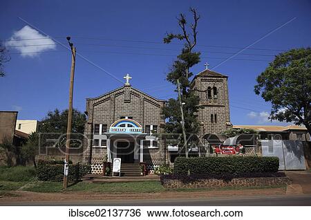 Stock Photograph - Rainbow Centre, Church, Moshi, Tanzania, Africa. Fotosearch