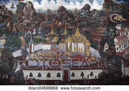 Ramakian Mural, Phra Rabiang, Gallery, Temple Wat Phra Kaeo, Wat Phra Kaew, Royal Palace, Grand Palace, Bangkok, Central Thailand, Asia View Large Photo Image Stock Photo - Ramakian Mural, Phra Rabiang, Gallery, Temple Wat Phra Kaeo, Wat Phra Kaew, Royal Palace, Grand Palace, Bangkok, Central Thailand, Asia. Fotosearch