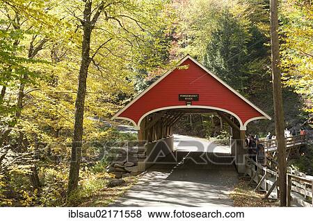 Red covered bridge over the Pemigewasset River, The Flume, Franconia Notch State Park, White Mountains National Forest, New Hampshire, New England, USA, North America, America, North America View Large Photo Image Stock Photo - Red covered bridge over the Pemigewasset River, The Flume, Franconia Notch State Park, White Mountains National Forest, New Hampshire, New England, USA, North America, America, North America. Fotosearch