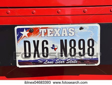 Stock Image - Registration plate, Texas, USA, North America. Fotosearch