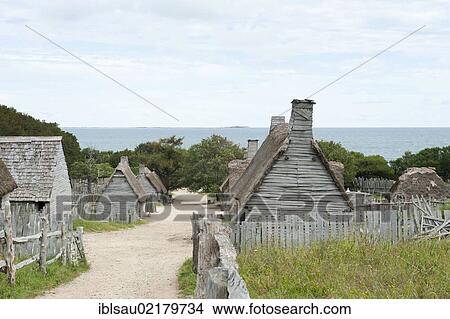 Replica houses made of wood, Plimoth Plantation, a living open-air museum, Plymouth, Massachusetts, New England, USA, North America View Large Photo Image Picture - Replica houses made of wood, Plimoth Plantation, a living open-air museum, Plymouth, Massachusetts, New England, USA, North America. Fotosearch