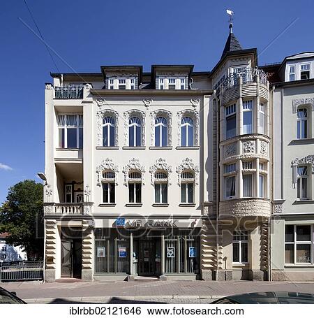 Stock Photograph - Residential building, Art Nouveau style, Eisenach, Thuringia, Germany, Europe, PublicGround, Europe. Fotosearch