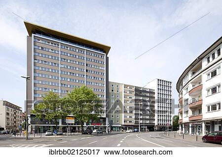 Stock Photo - Residential high-rise, post-war architecture, Giessen, Hesse, Germany, Europe, PublicGround, Europe. Fotosearch