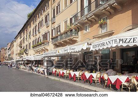 Stock Photo - Restaurants and street cafes on the square, Piazza Navona, Rome, Lazio, Italy, Europe. Fotosearch
