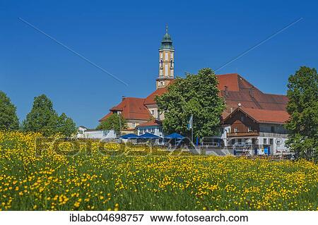 Reutberg Monastery, spring meadow, Sachsenkam, Upper Bavaria, Bavaria, Germany, Europe View Large Photo Image Stock Photo - Reutberg Monastery, spring meadow, Sachsenkam, Upper Bavaria, Bavaria, Germany, Europe. Fotosearch