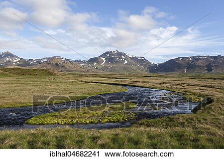 Stock Image - River landscape off Bergen, Snæfellsnes Peninsula, Iceland, Europe. Fotosearch