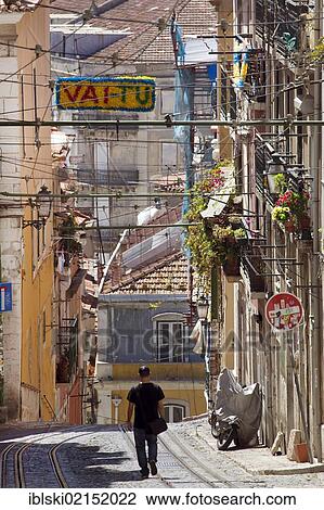 Road of the Elevador da Bica funicular railway in the district of Bairro Alto, Lisbon, Portugal, Europe View Large Photo Image Stock Image - Road of the Elevador da Bica funicular railway in the district of Bairro Alto, Lisbon, Portugal, Europe. Fotosearch