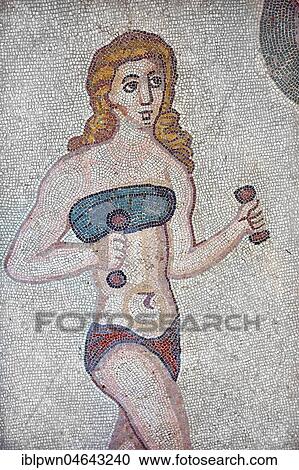 Roman mosaic, Bikini Girl, detail, Villa Romana del Casale, UNESCO World Heritage Site, Sicily, Italy, Europe View Large Photo Image Stock Image - Roman mosaic, Bikini Girl, detail, Villa Romana del Casale, UNESCO World Heritage Site, Sicily, Italy, Europe. Fotosearch